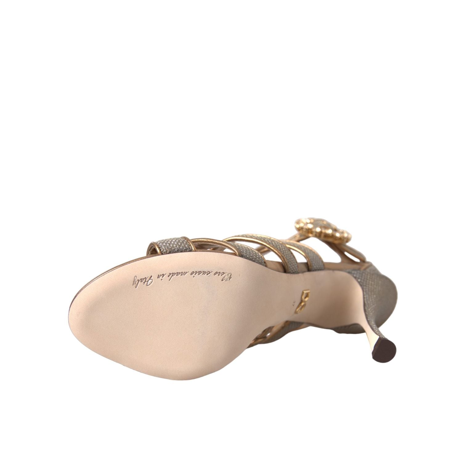 Dolce & Gabbana Bronze Crystal Strap Heels Sandals Shoes