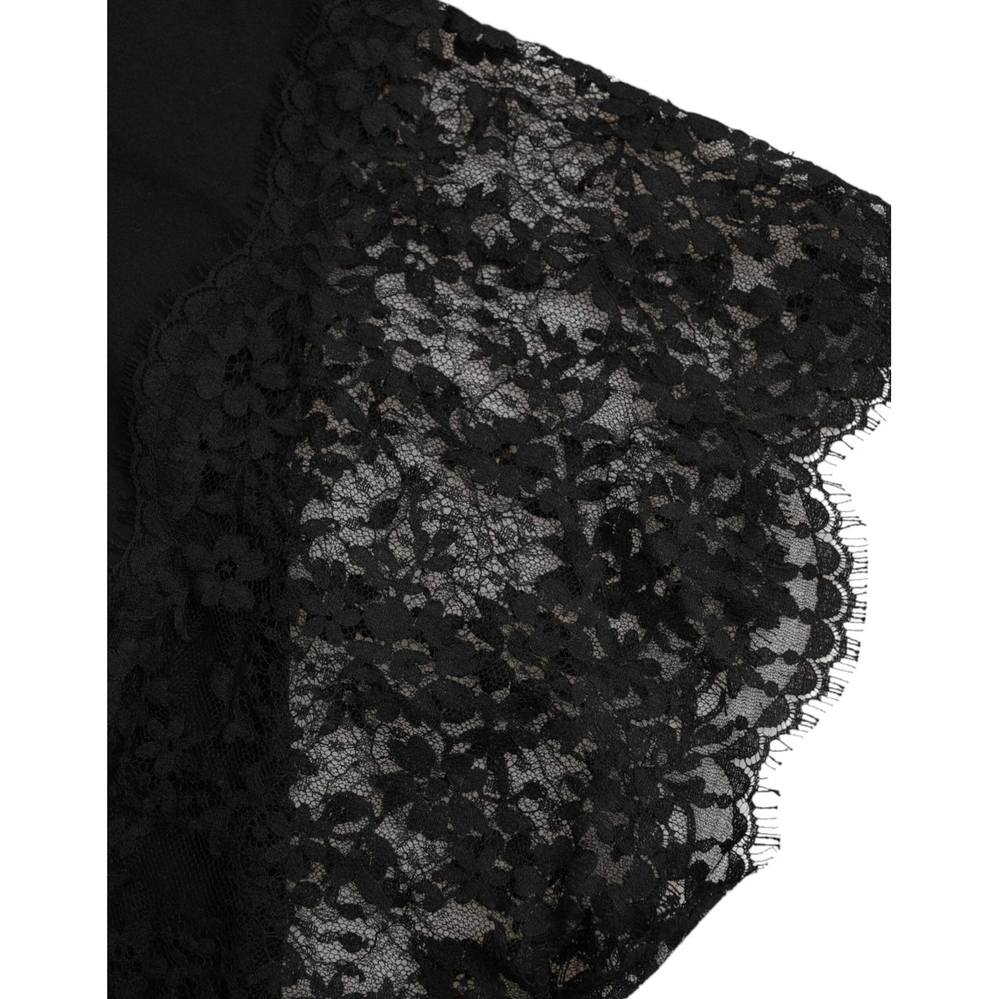 Dolce & Gabbana Black Sacred Heart Print Cotton Lace T-shirt