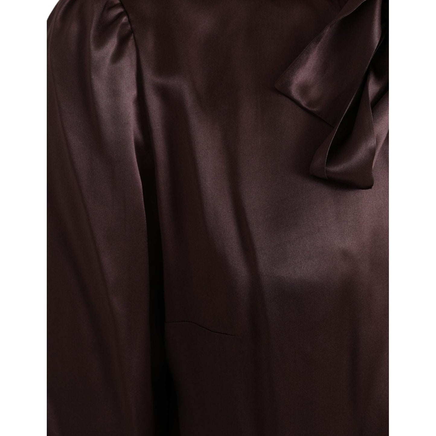 Dolce & Gabbana Brown Ascot Collar Long Sleeve Top Blouse