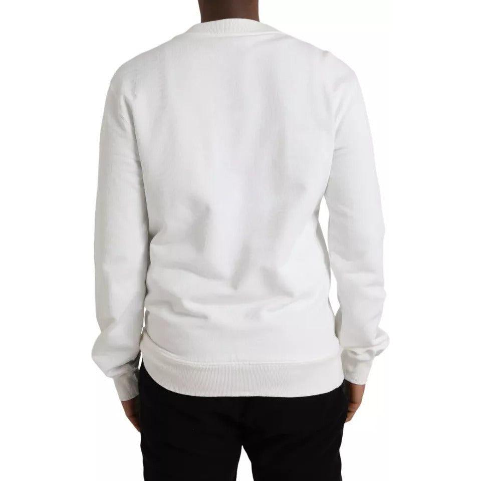 Dolce & Gabbana White Logo Cotton Crew Neck Pullover Sweater TSH84894-46