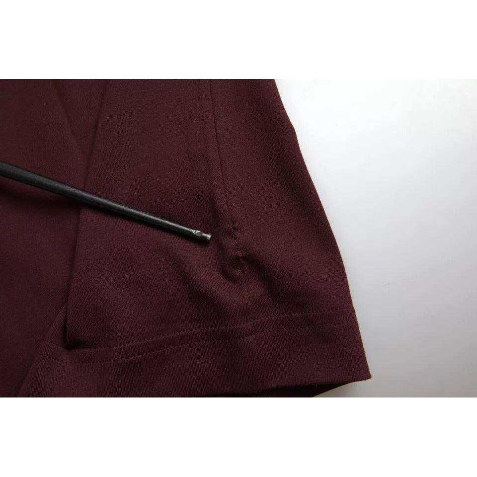 تي شيرت رجالي من Dolce &amp; Gabbana Maroon DG Crown Floral Crewneck