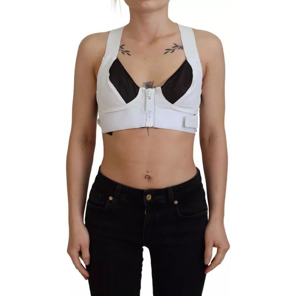 بلوزة قصيرة بدون أكمام من الفيسكوز باللون الأبيض من دولتشي آند غابانا