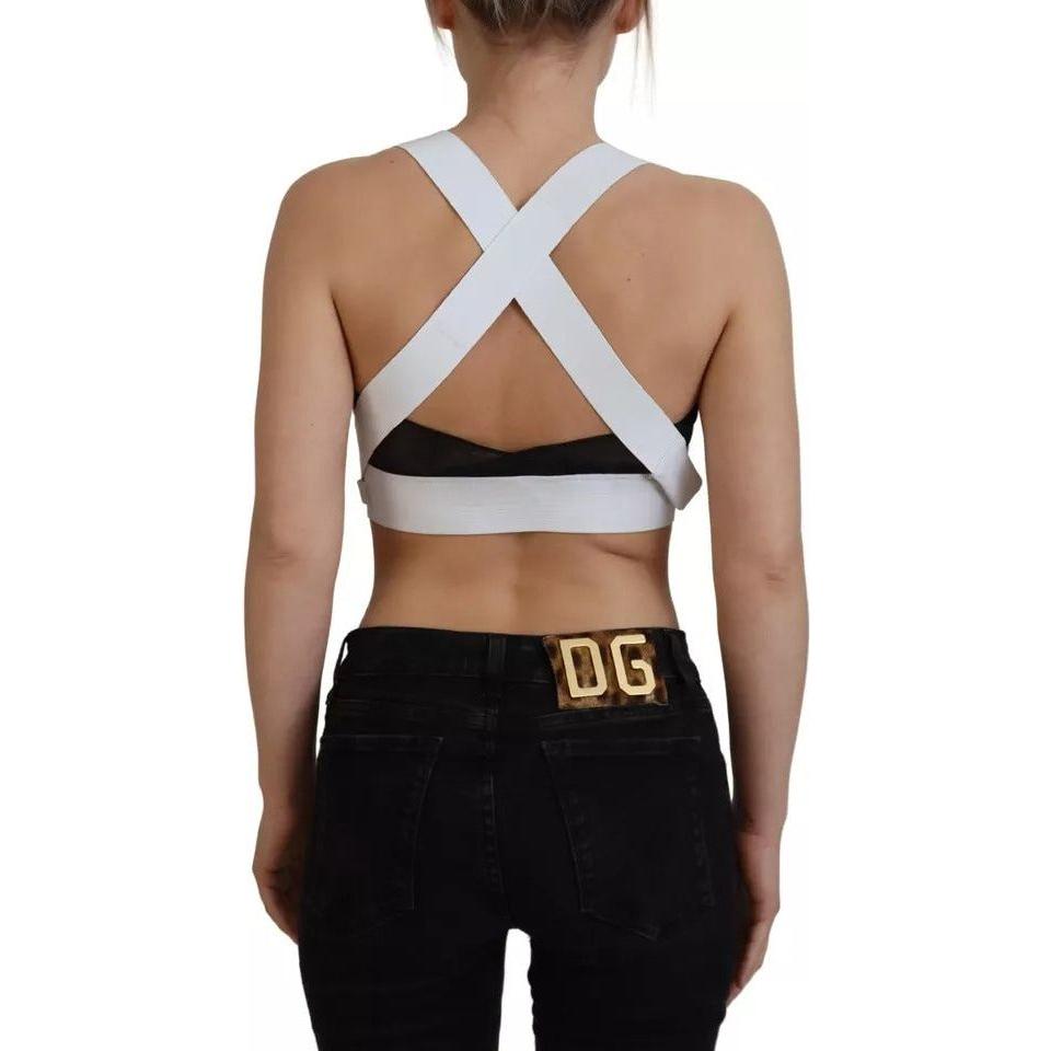 بلوزة قصيرة بدون أكمام من الفيسكوز باللون الأبيض من دولتشي آند غابانا