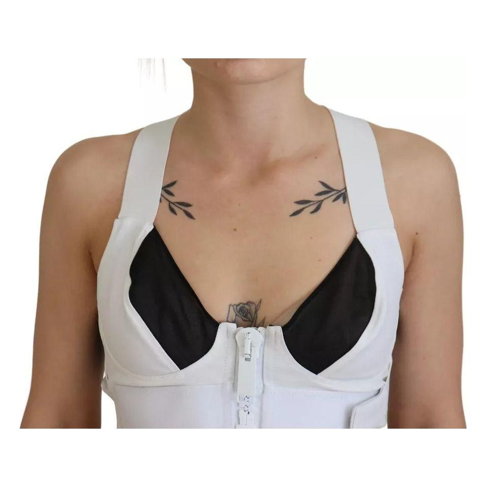 بلوزة قصيرة بدون أكمام من الفيسكوز باللون الأبيض من دولتشي آند غابانا