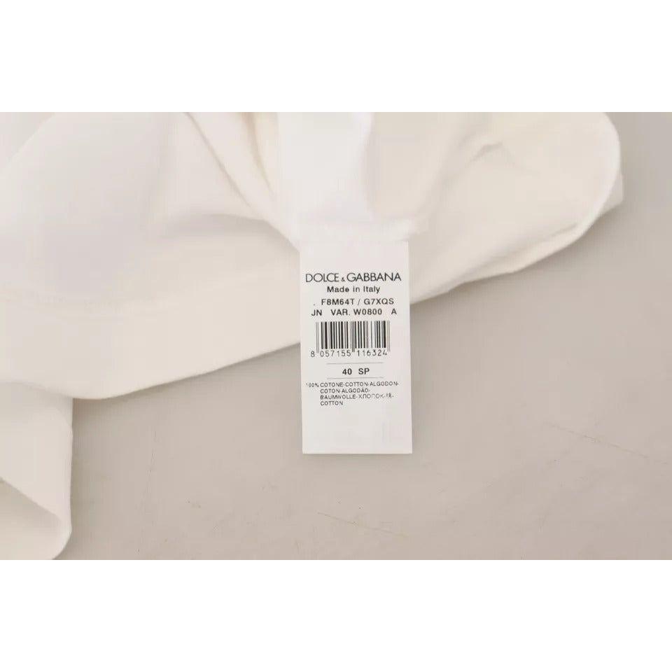 بلوزة دولتشي آند غابانا مخططة باللون الأبيض بأكمام قصيرة