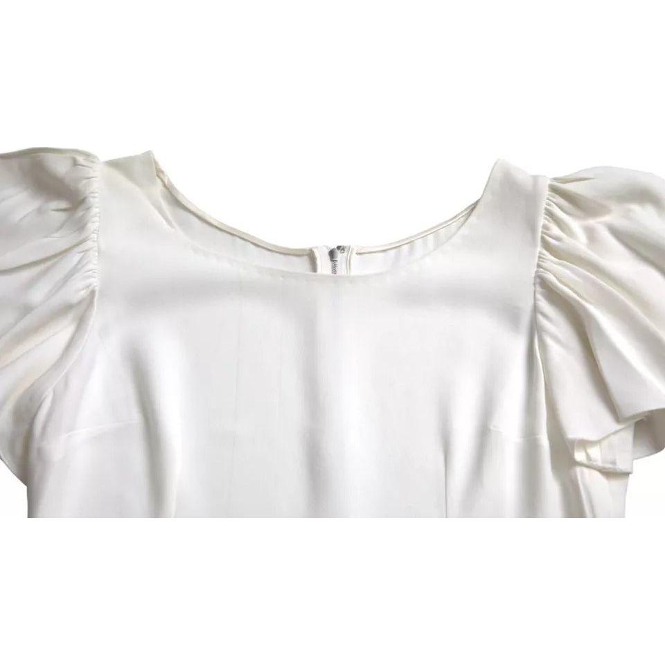 Dolce & Gabbana White Viscose Round Neck Short Sleeves Top TSH852029-44