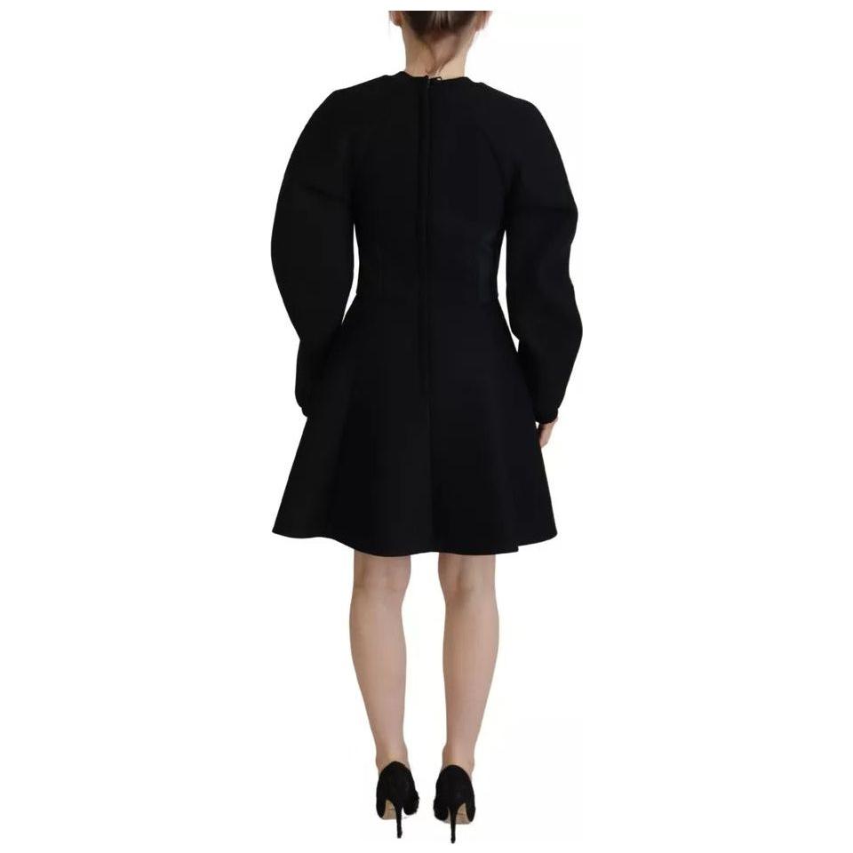 Dolce & Gabbana Black Long Sleeves A-line Mini Cotton Dress