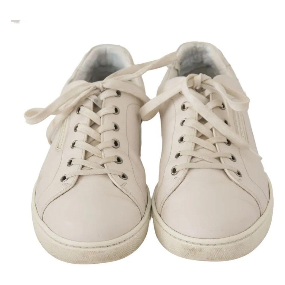 Dolce & Gabbana White Casual Leather Logo Men Sneakers Shoes MV4725-44.5