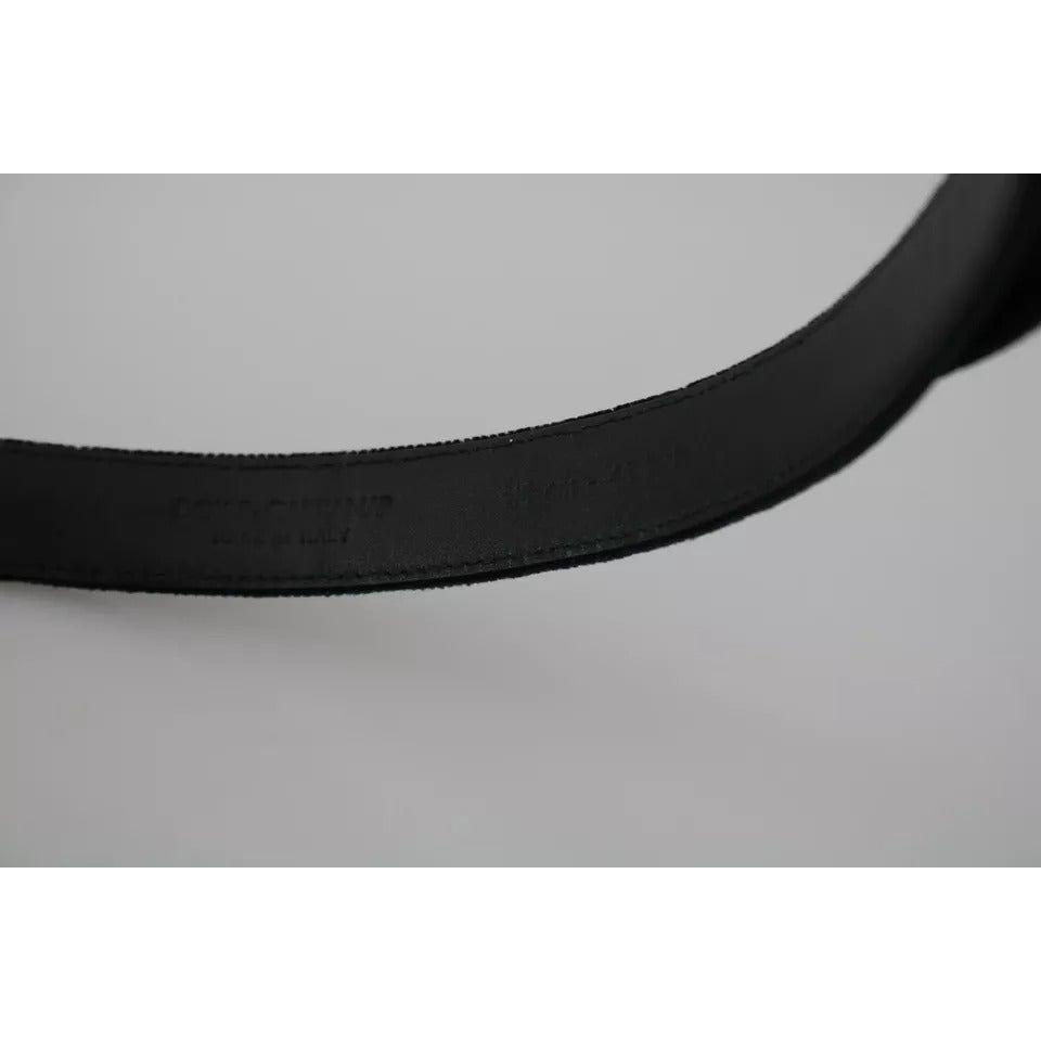 حزام دولتشي آند غابانا المصنوع من الجلد المخملي الأسود مع مشبك فضي