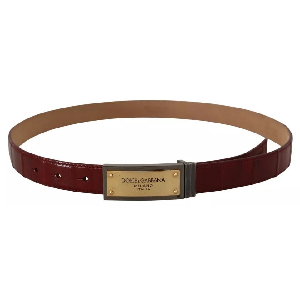 Dolce & Gabbana Brown Leather Gold Engraved Metal Buckle Belt BEL8926-90