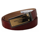 Dolce & Gabbana Brown Leather Gold Engraved Metal Buckle Belt BEL8926-90