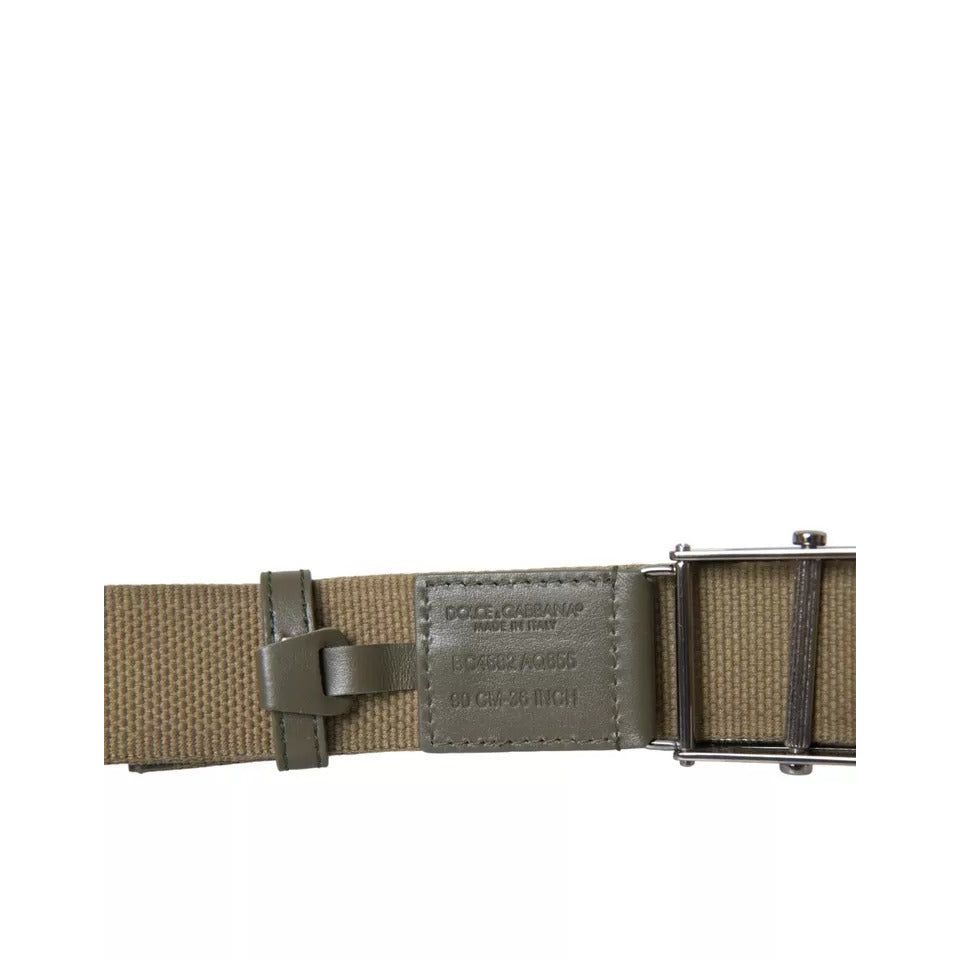 Dolce & Gabbana Brown Canvas Square Metal Buckle Men Belt