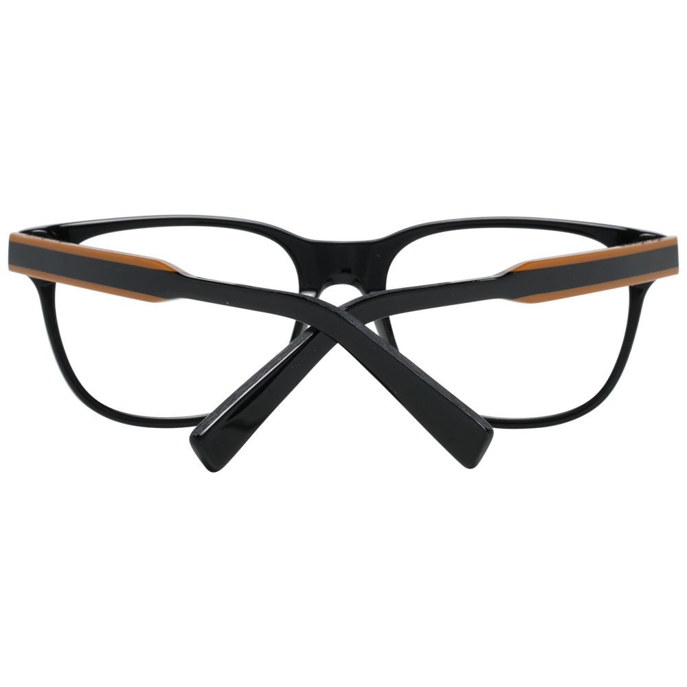 Ermenegildo Zegna Black Men Glasses Frame, plastic full-rim square style with 54mm lenses, 18mm bridge, and 145mm temples, demo lenses included.