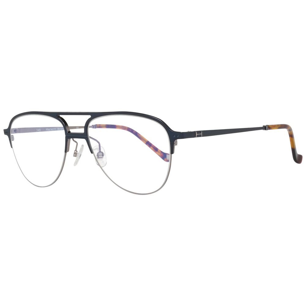 Hackett Black Men Glasses Frame with half-rim design, black metal and plastic material, blue-filter, size 53-17-145.