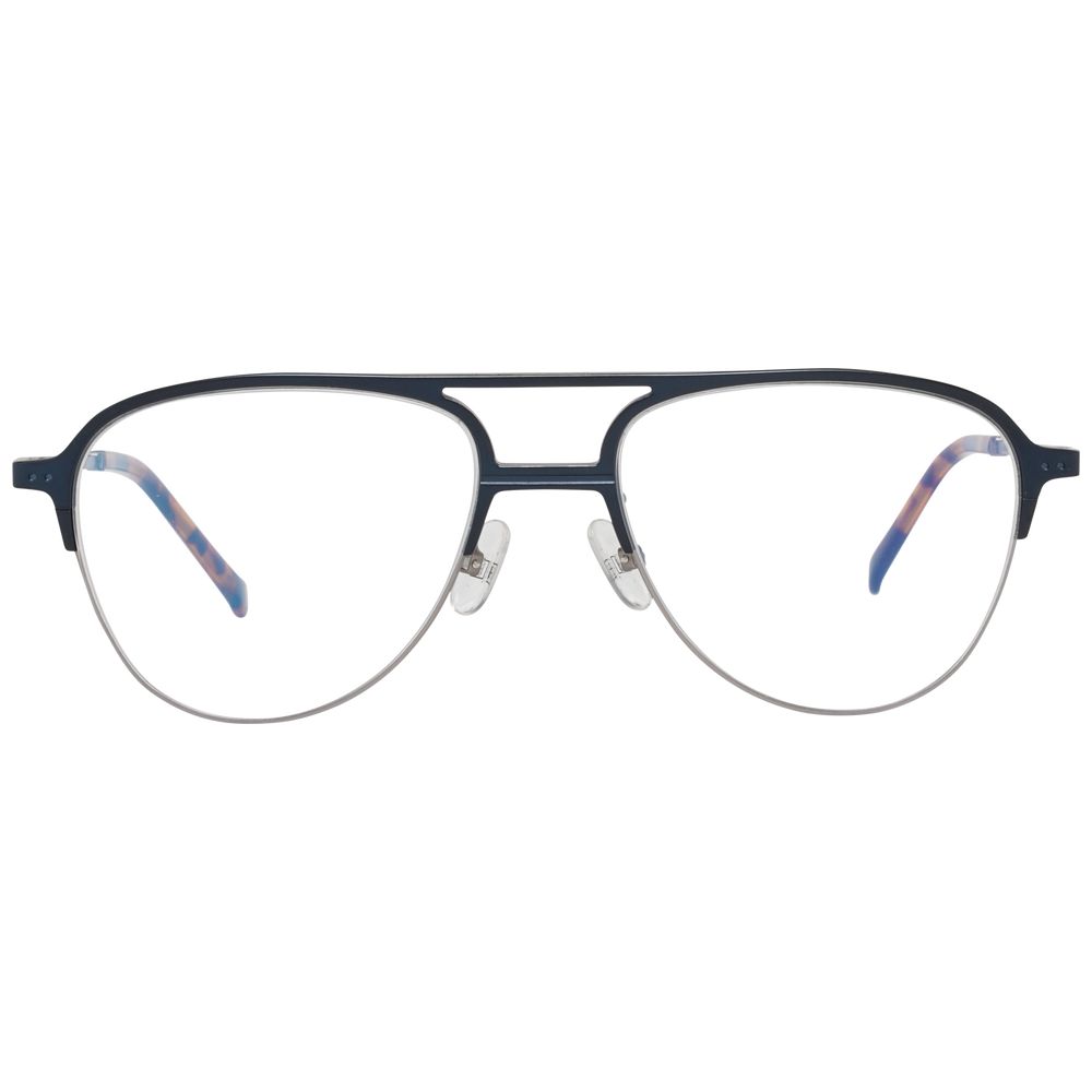 Hackett Black Men Glasses Frame with metal and plastic construction, blue-filter, half-rim style, and 53-17-145 dimensions.