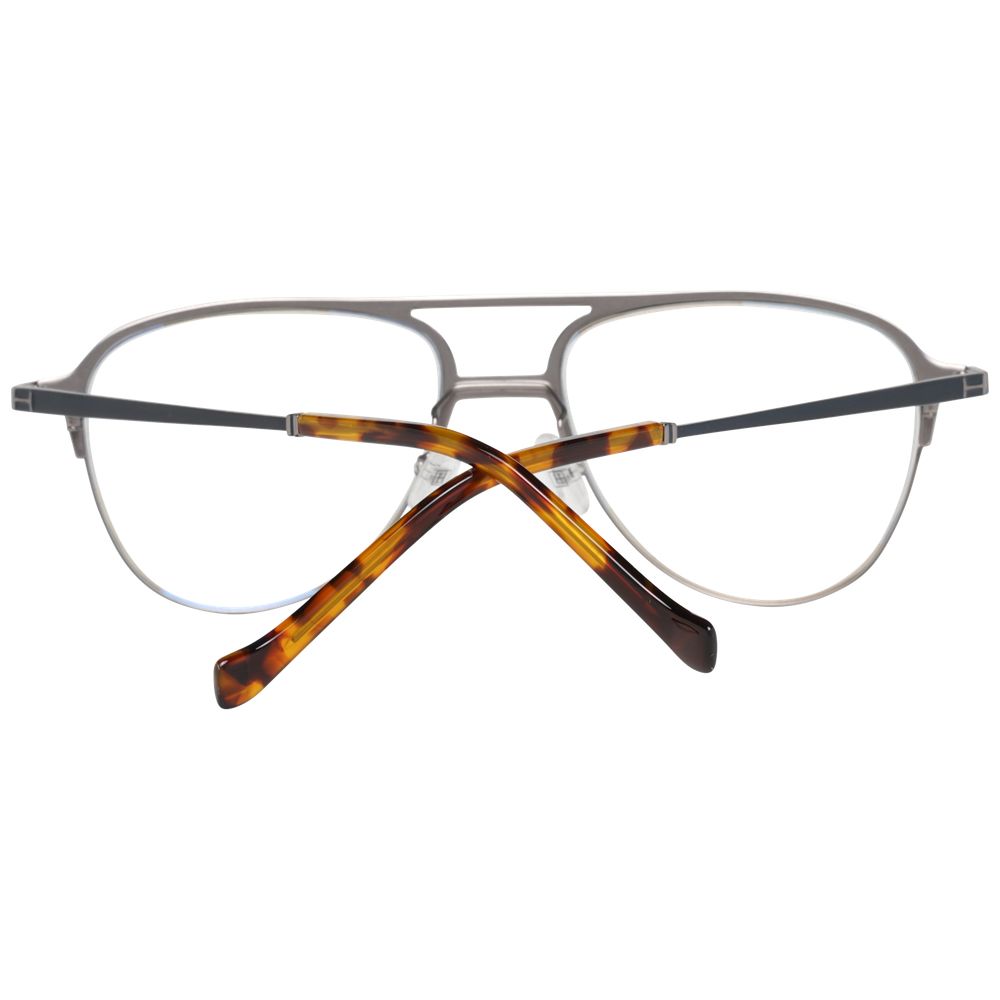 Hackett Black Men Glasses Frame in metal and plastic with blue-filter lenses, size 53-17-145, half-rim style.