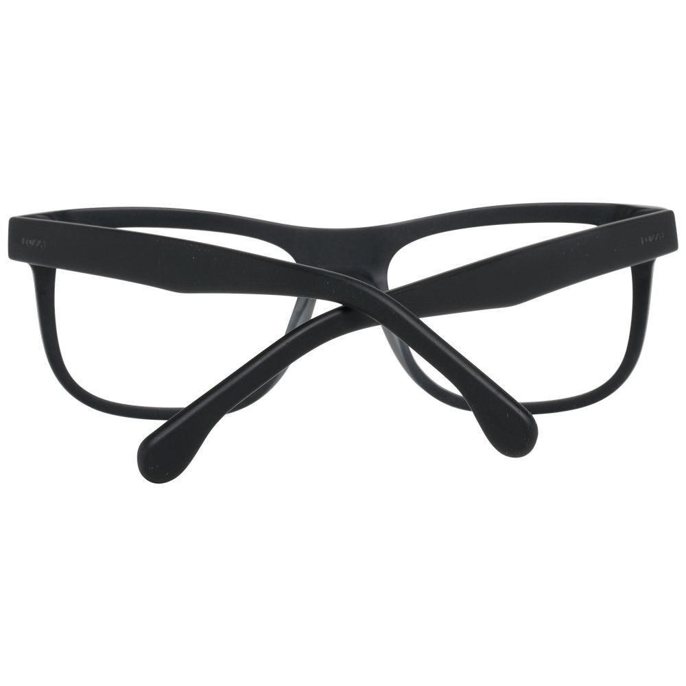 Lozza Black Men Glasses Frame in full-rim plastic design, angled view showing temple details, includes branded case, size 51-17-135 mm.