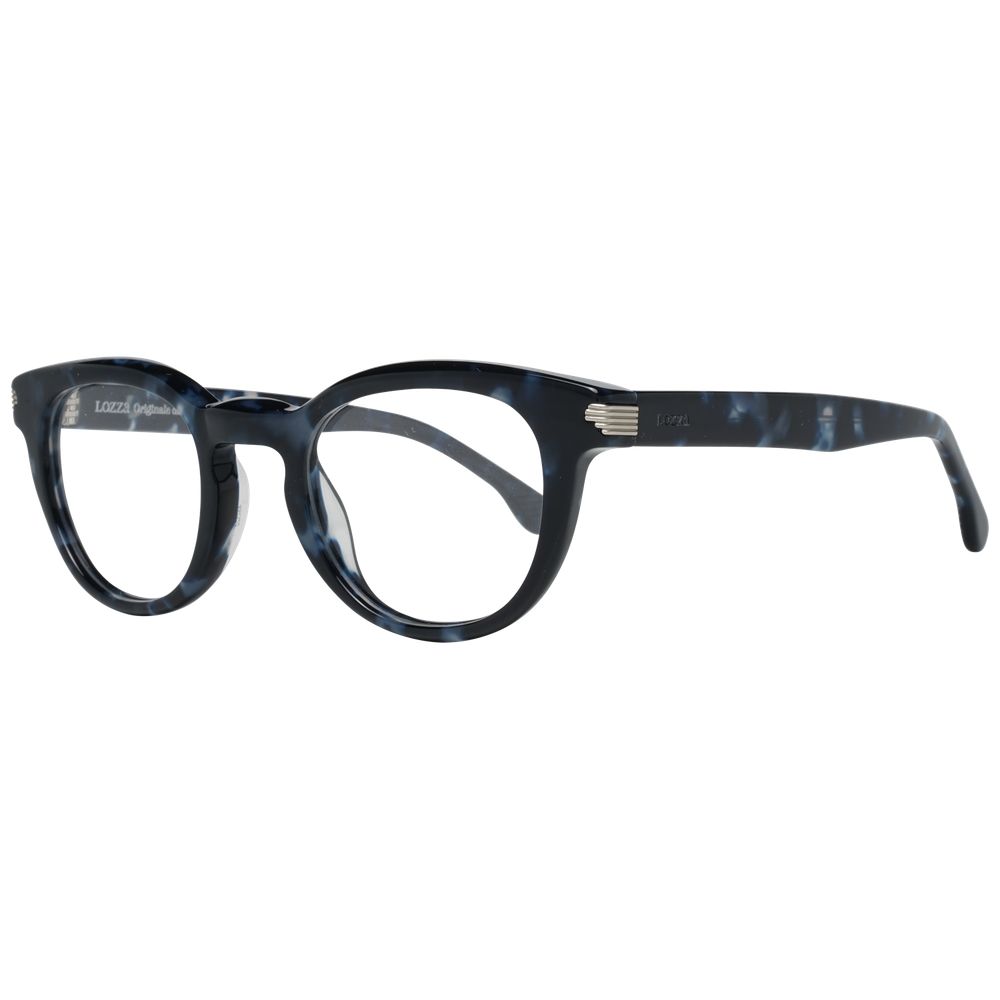 Lozza Black Unisex Glasses Frame with full-rim plastic body, size 45-22-135, featuring black color and branded case included in shipment.