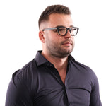 Man wearing Lozza Black Unisex Glasses Frame in plastic full-rim style