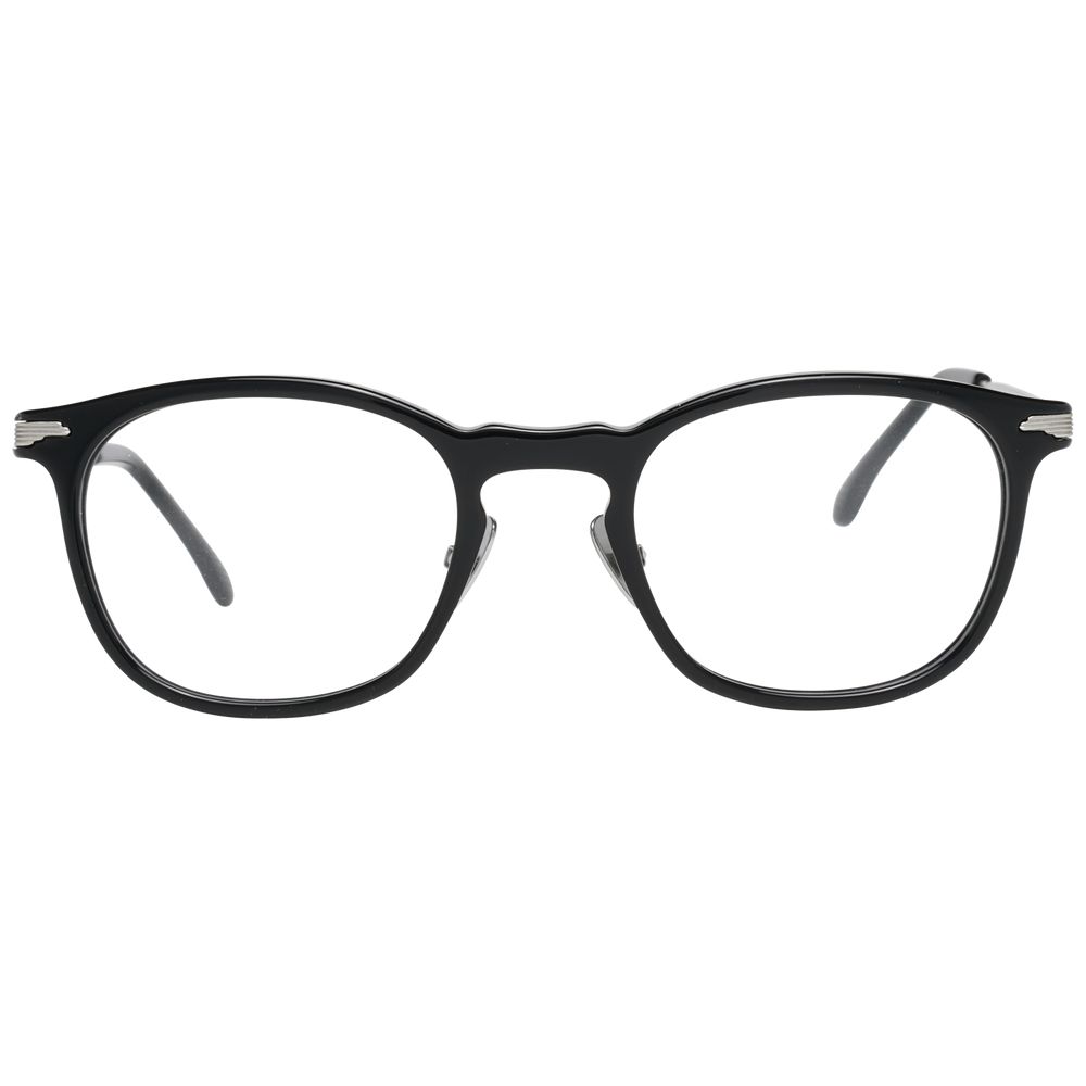 Lozza Black Men Glasses Frame, full-rim, metal and plastic, round style, size 50-22-145, black frame, demo lenses, includes branded case.