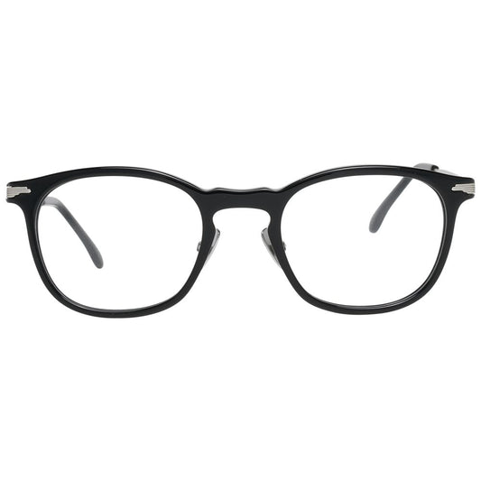 Lozza Black Men Glasses Frame, full-rim, metal and plastic, round style, size 50-22-145, black frame, demo lenses, includes branded case.