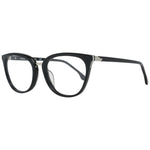 Lozza Black Unisex Glasses Frame in full-rim black plastic design with 52mm lenses, 18mm bridge, and 135mm temples, includes branded case.
