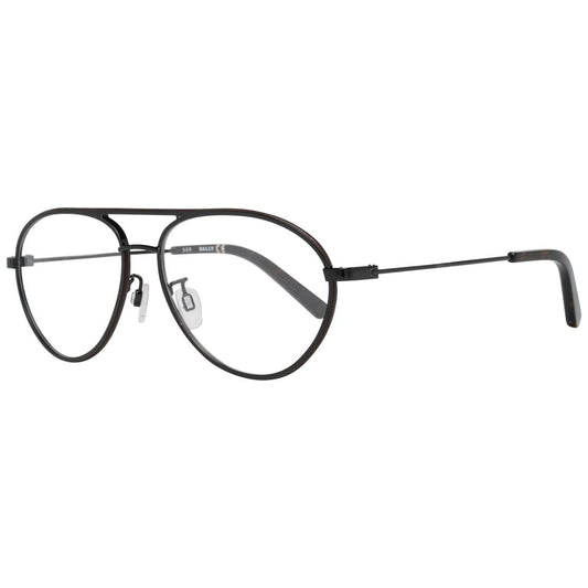 Bally Black Men Glasses Frame, aviator style, full-rim, metal and plastic, 57-15-140 size, demo lenses, includes branded case.