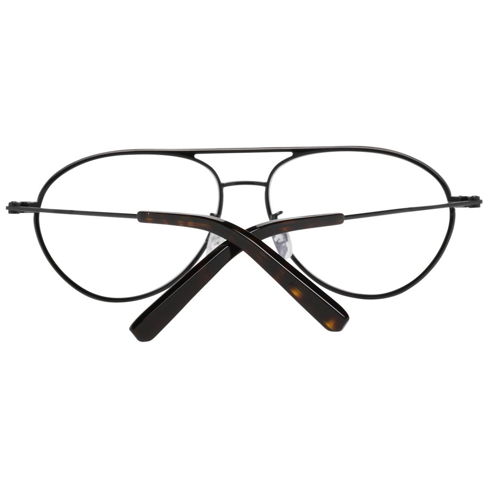 Bally Black Men Glasses Frame in full-rim aviator style, metal and plastic material, size 57-15-140, with demo lenses and black color.