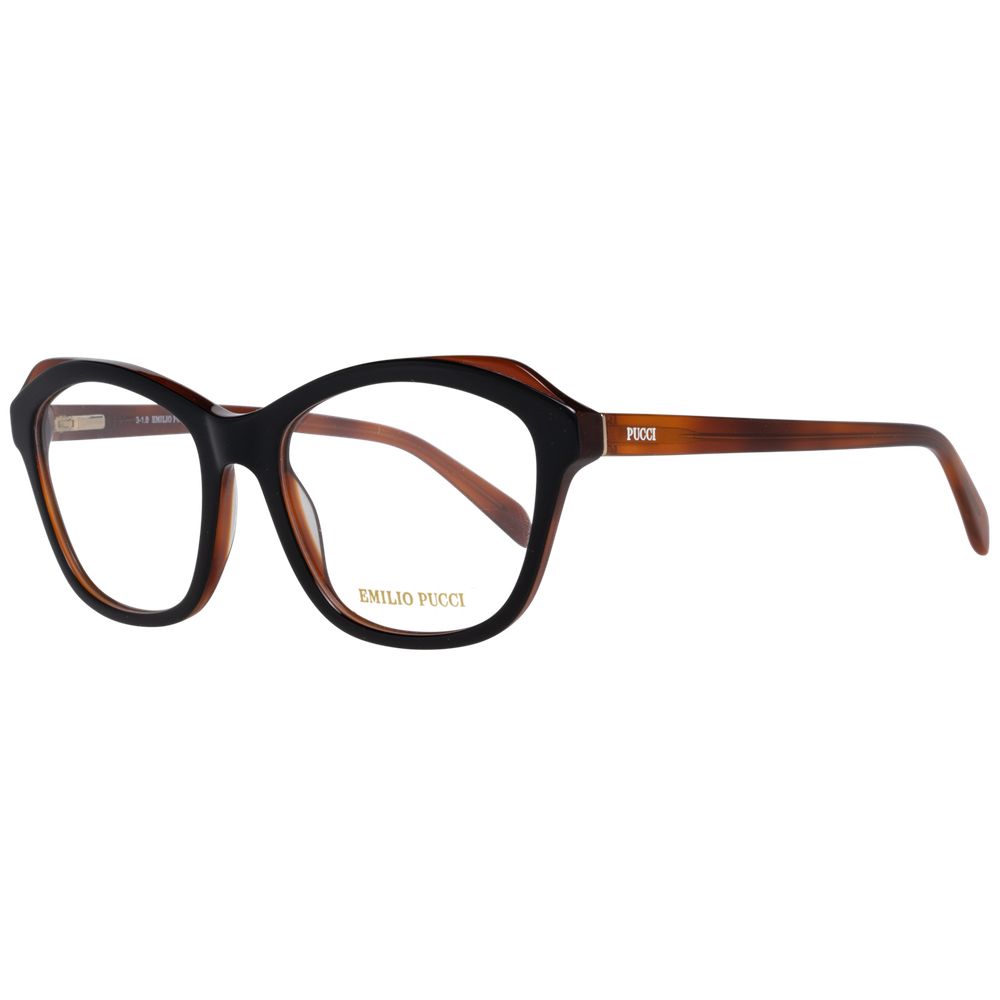 Emilio Pucci Black Women Glasses Frame, cat eye style, plastic material, full-rim, includes branded case, lenses width 53mm.