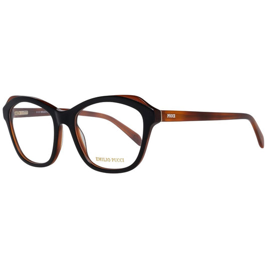 Emilio Pucci Black Women Glasses Frame, cat eye style, plastic material, full-rim, includes branded case, lenses width 53mm.