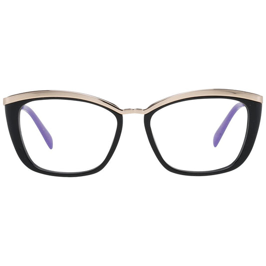 Emilio Pucci Black Women Glasses Frame with metal and plastic material, black color, full-rim butterfly style for a chic look.