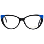 Emilio Pucci Black Women Glasses Frame in cat eye style, black plastic frame with blue accents, demo lenses, includes branded case.