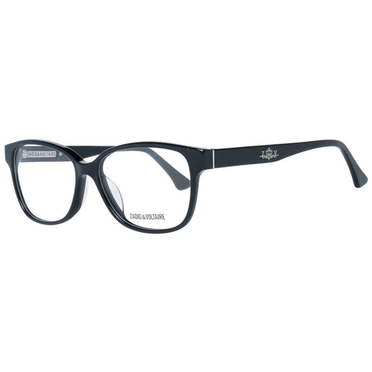 Zadig & Voltaire Black Unisex Glasses Frame, full-rim rectangle style made of plastic, 54-15-140 size with demo lenses.