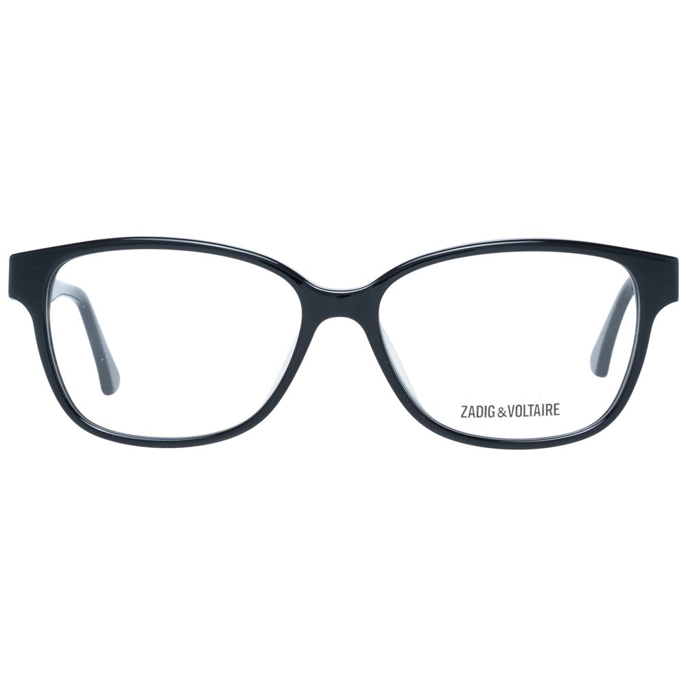 Zadig & Voltaire Black Unisex Glasses Frame in full-rim rectangle style with plastic black frame, 54-15-140 size.