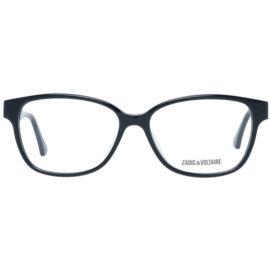 Zadig & Voltaire Black Unisex Glasses Frame in full-rim rectangle style with plastic black frame, 54-15-140 size.