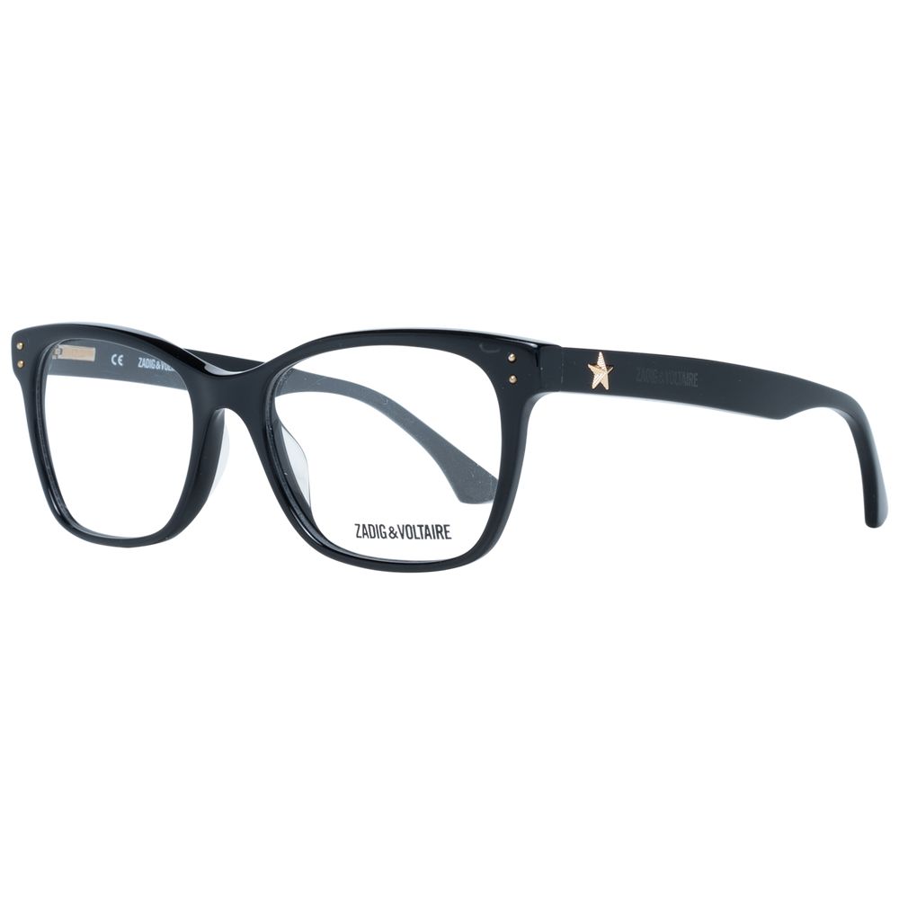 Zadig & Voltaire Black Women Glasses Frame with full-rim rectangle design and demo lenses, includes branded case.
