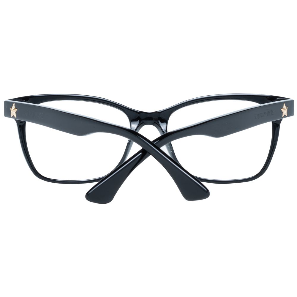 Zadig & Voltaire Black Women Glasses Frame, full-rim rectangle style, black plastic, includes branded case, no lens effect.