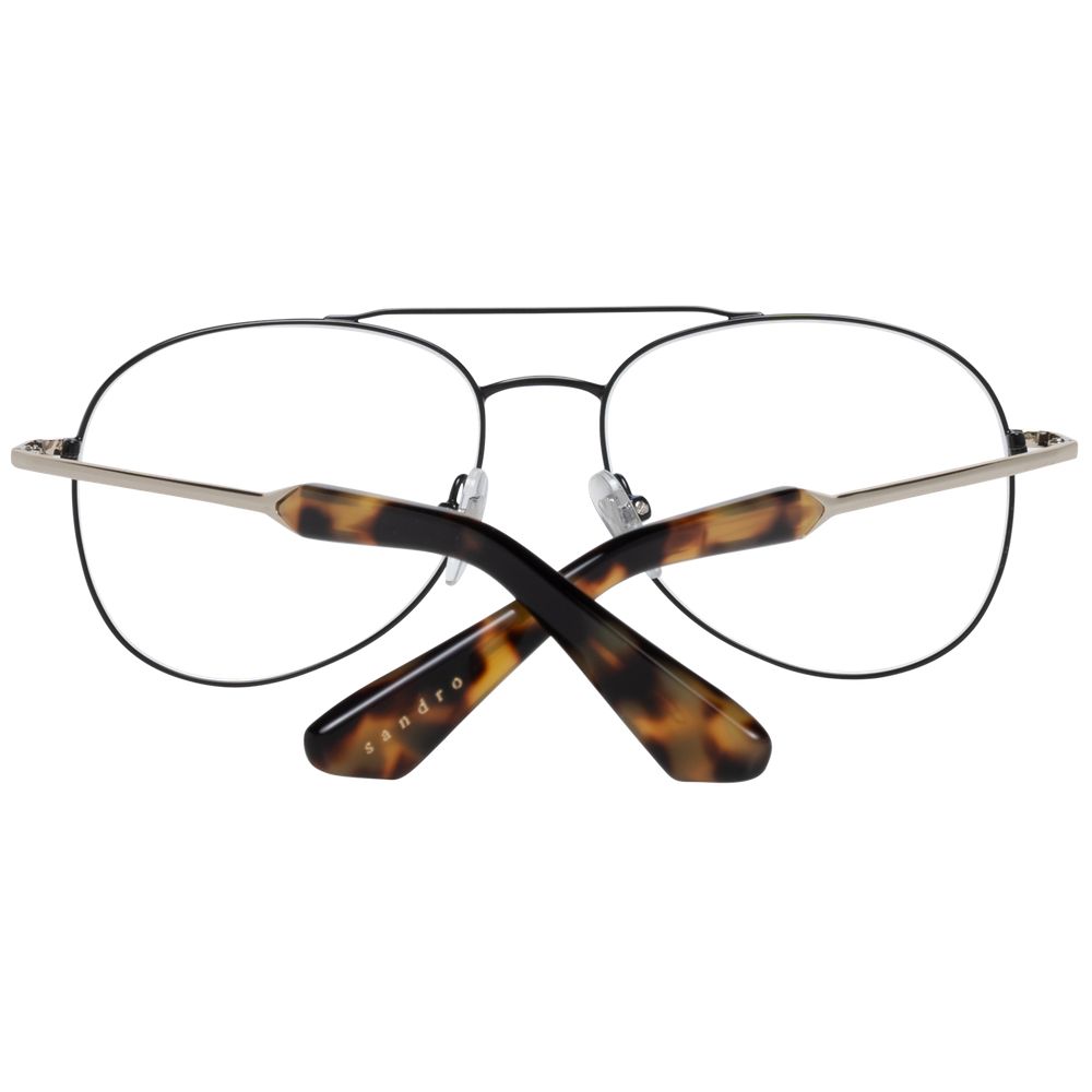Sandro Black Women Glasses Frame, full-rim aviator style, black metal frame with demo lenses, ideal for modern fashion.