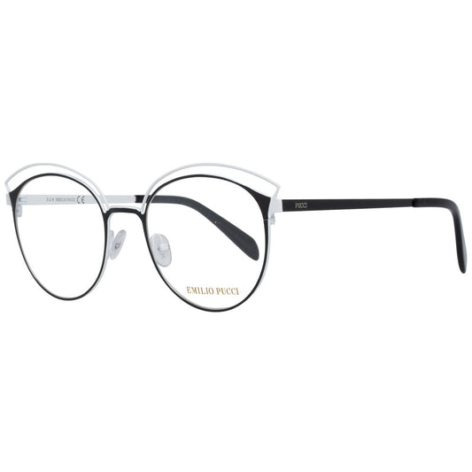 Emilio Pucci Black Women Glasses Frame in metal with full-rim style, featuring black color and elegant design, includes branded case.