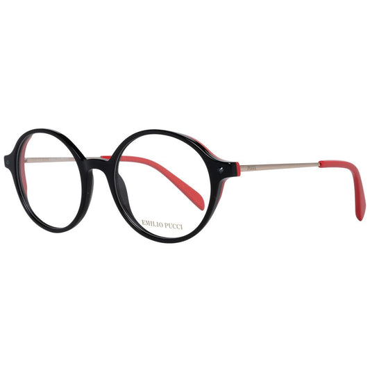 Emilio Pucci Black Women Glasses Frame in full-rim style with plastic frame, lens width 50mm, bridge 19mm, temples 140mm, branded case included.