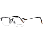 Ermenegildo Zegna Black Men Glasses Frame, metal half-rim design, 55-17-145 size, with branded case.