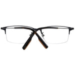 Ermenegildo Zegna Black Men Glasses Frame, metal half-rim design, size 55-17-145, includes branded case, stylish black frame for men.