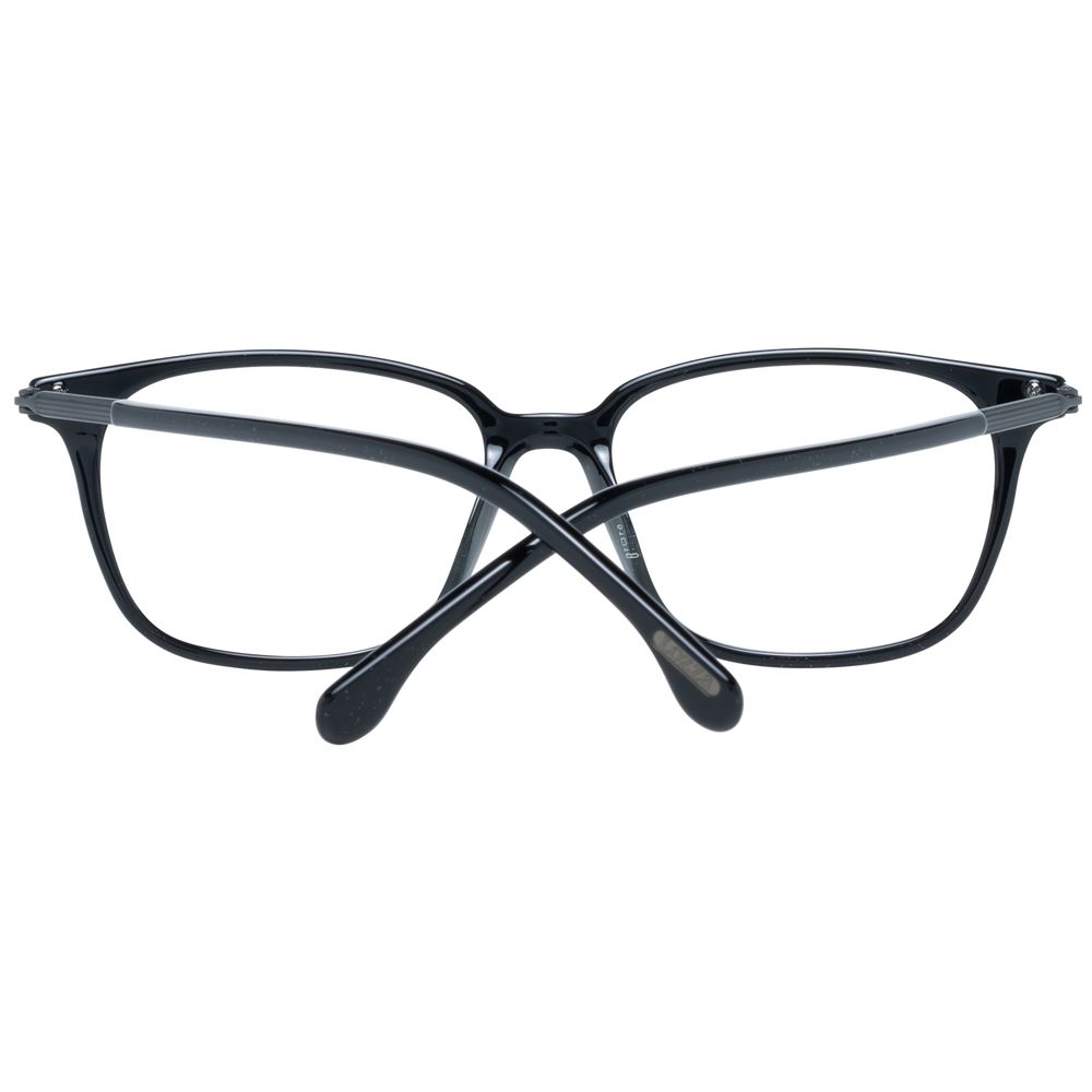 Lozza Black Men Glasses Frame, full-rim rectangle style, size 51-16-140, black plastic frame, demo lenses, includes branded case, no spring hinge.
