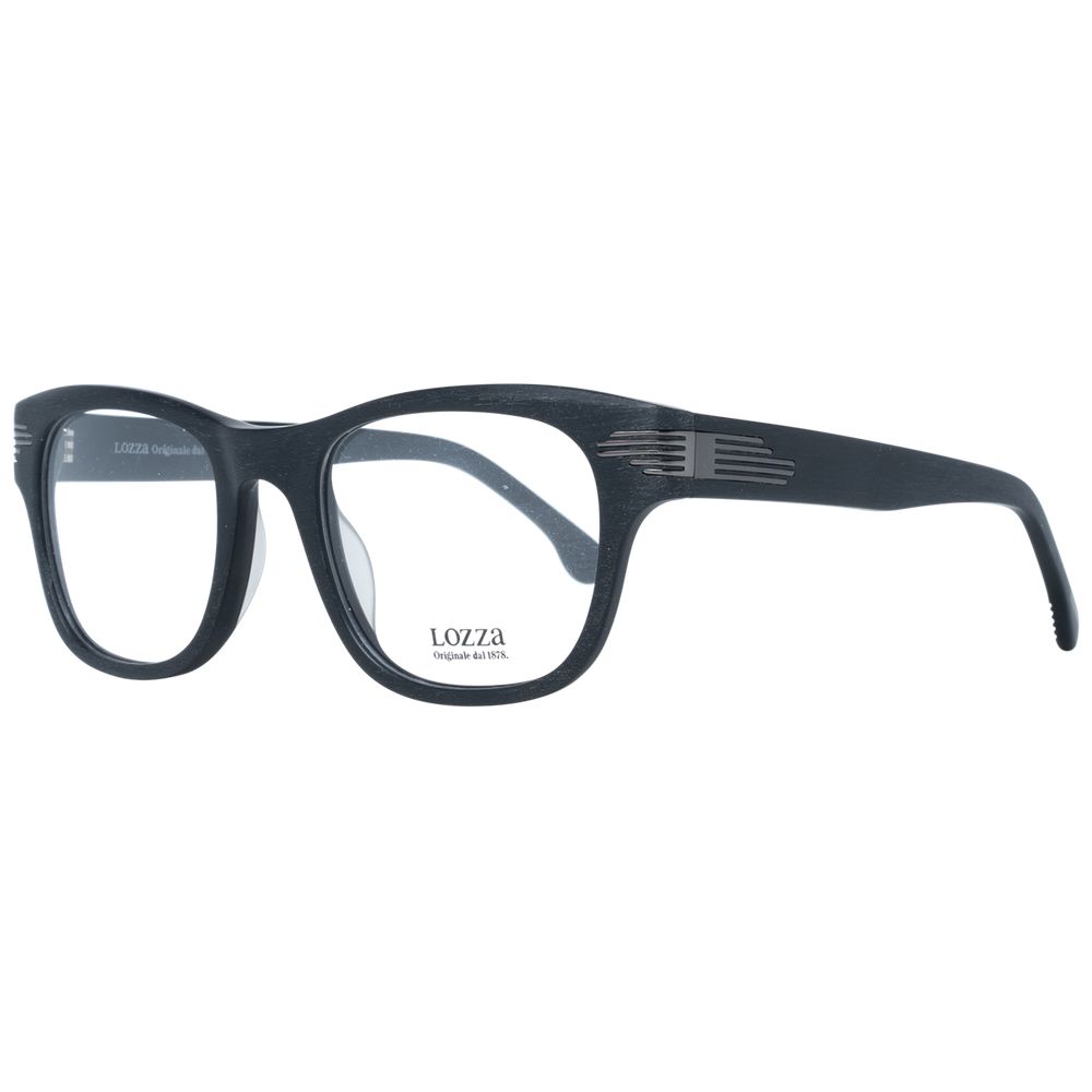 Lozza Black Unisex Glasses Frame full-rim black plastic trapezium style with demo lenses, size 50-21-140.