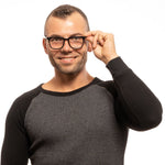 Man wearing Lozza Black Men Glasses Frame with full-rim rectangle style
