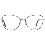 Bally Black Women Glasses Frame in cat eye style with full-rim design, metal and plastic construction, demo lenses, size 56-16-140.