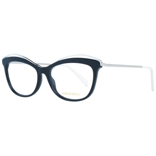 Emilio Pucci Black Women Glasses Frame, multicolor metal & plastic cat eye, full-rim style 56-16-140 with demo lenses.