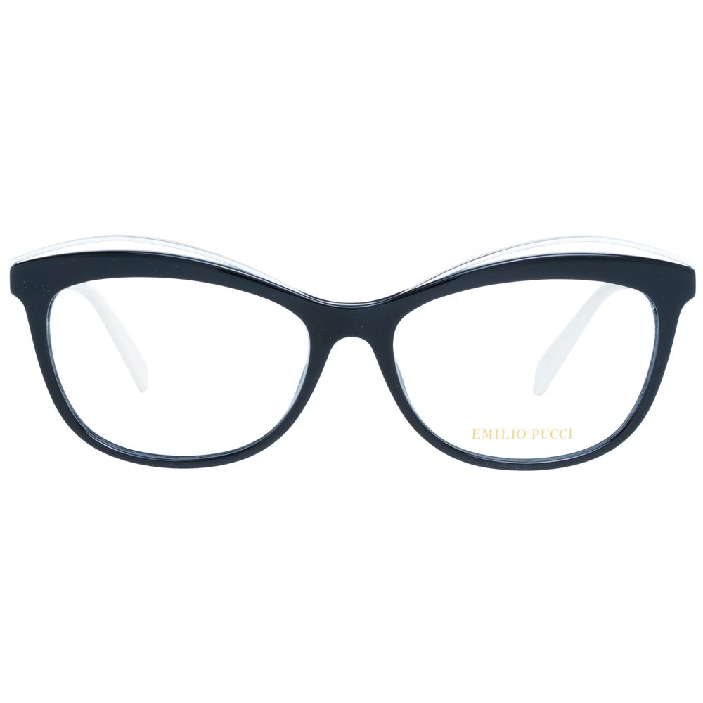 Emilio Pucci Black Women Glasses Frame, cat eye style with full-rim multicolor frame, metal and plastic material, size 56-16-140.