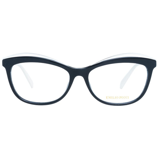 Emilio Pucci Black Women Glasses Frame, cat eye style with full-rim multicolor frame, metal and plastic material, size 56-16-140.