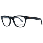 Ermenegildo Zegna Black Men Glasses Frame in black plastic, trapezium style, full-rim, size 52-19-145 with branded case.